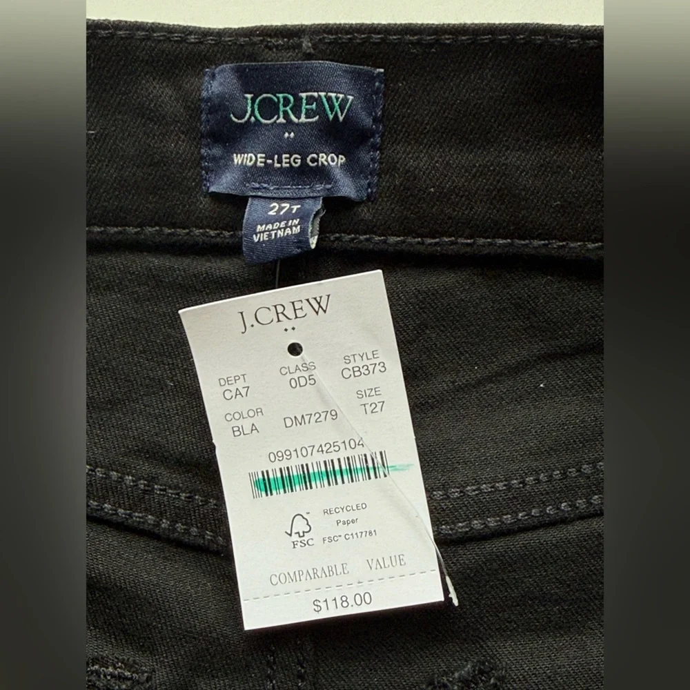 J. Crew Black Wide Leg Crop Jeans 27 Tall NWT